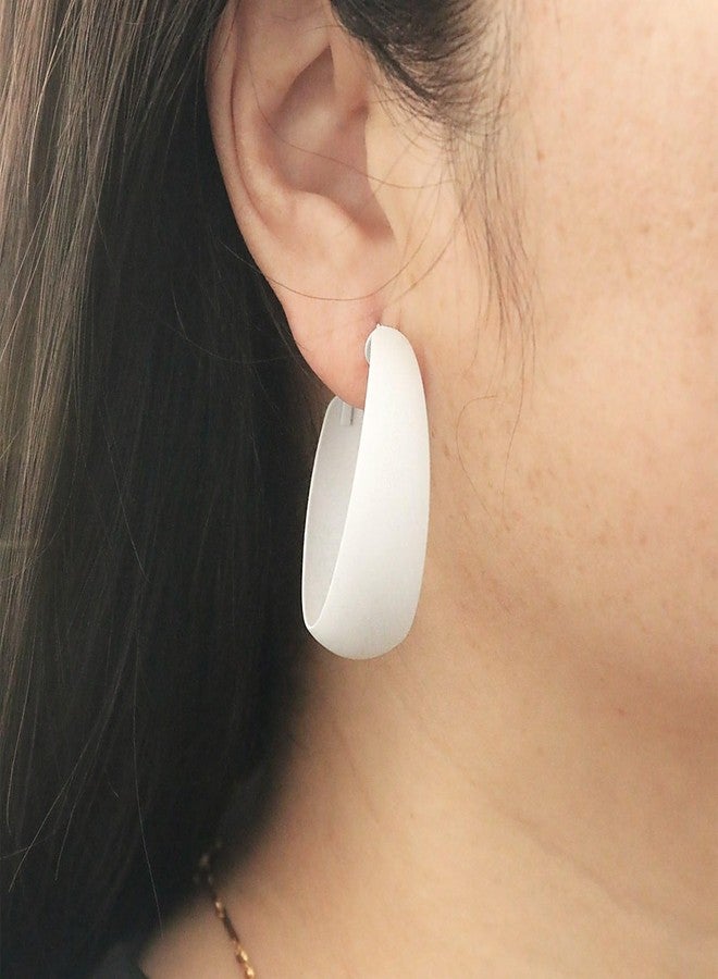 Xeyau Chunky Hoop Earrings for Women 1.6Inch Earrings 80s 90s Statement Wide Hoop Earrings Large Trendy Exaggerated Earring Vintage Neon Earrings Jewelry Accessories (A-White) - Image 3